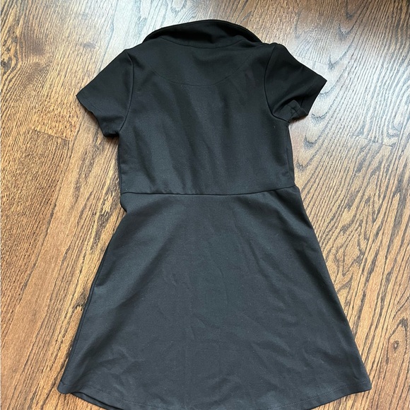 Black Buttoned A-Line Ponte Dress - Picture 3 of 4